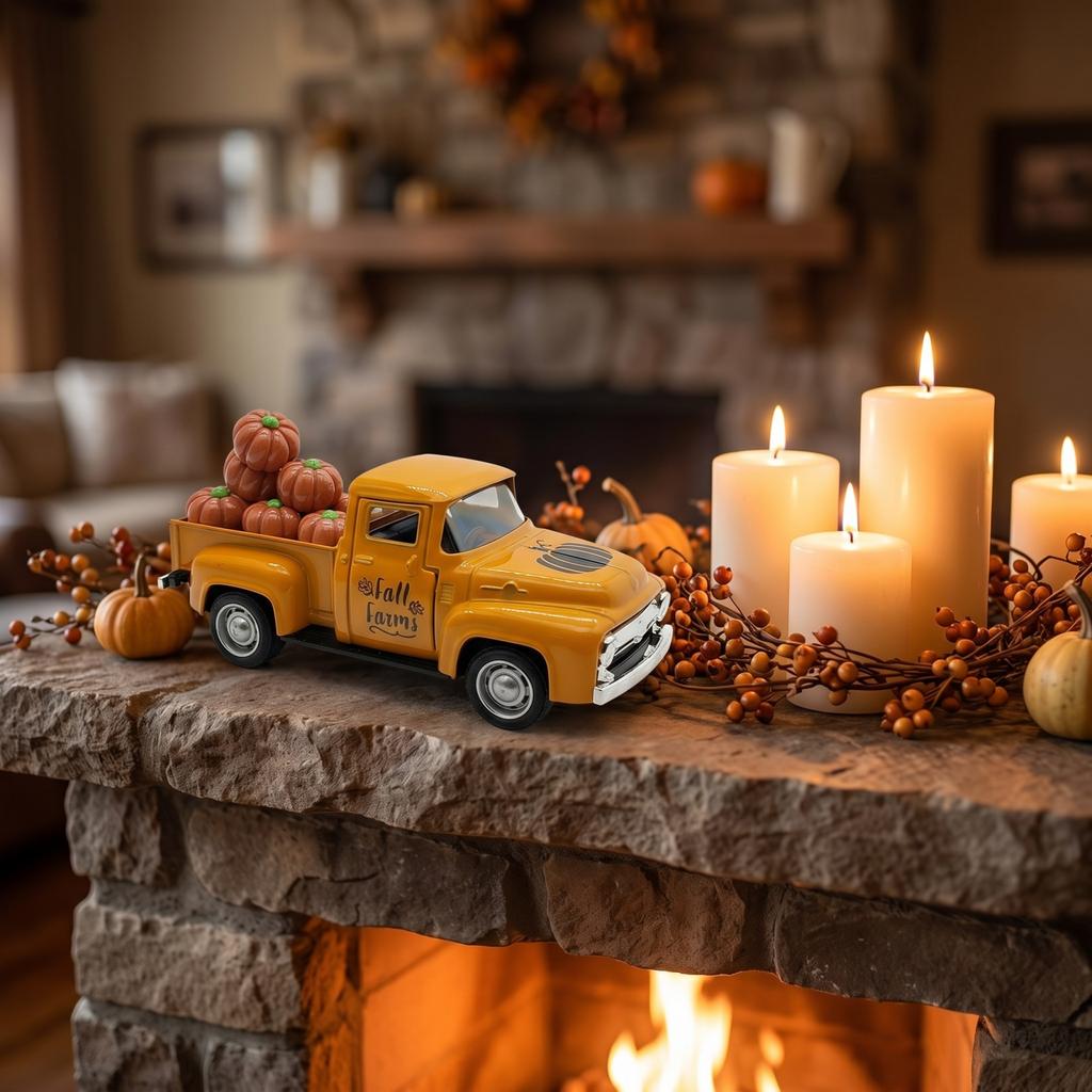 Vintage Pumpkin Die- Alloy Car Model Retro Decor Figurine