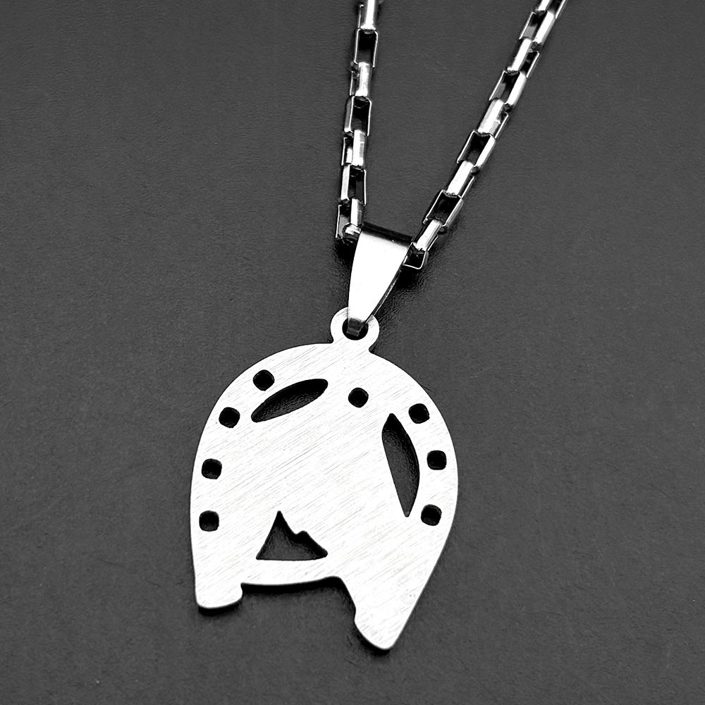 Horses Head Horseshoe Pendant Necklace for Men Women Stainless Steel Black Animal Chain Horse Accessories Lucky Jewelry Gift