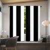 Set Of 2 Polyester Curtains Black White Striped Semi Transparent Rod Modern Light Filtering Made