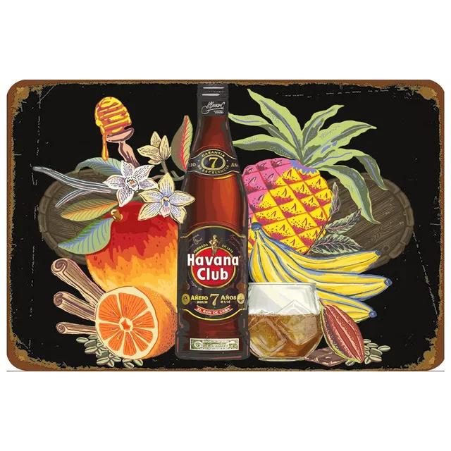 Havana Club Vintage Kovová Plechová Znamení Retro Nástěnná Dekorace pro Pánskou Jeskyni Domov Kavárna Zahrada Klub Bar Hospoda Železná Malba Umělecký Plakát