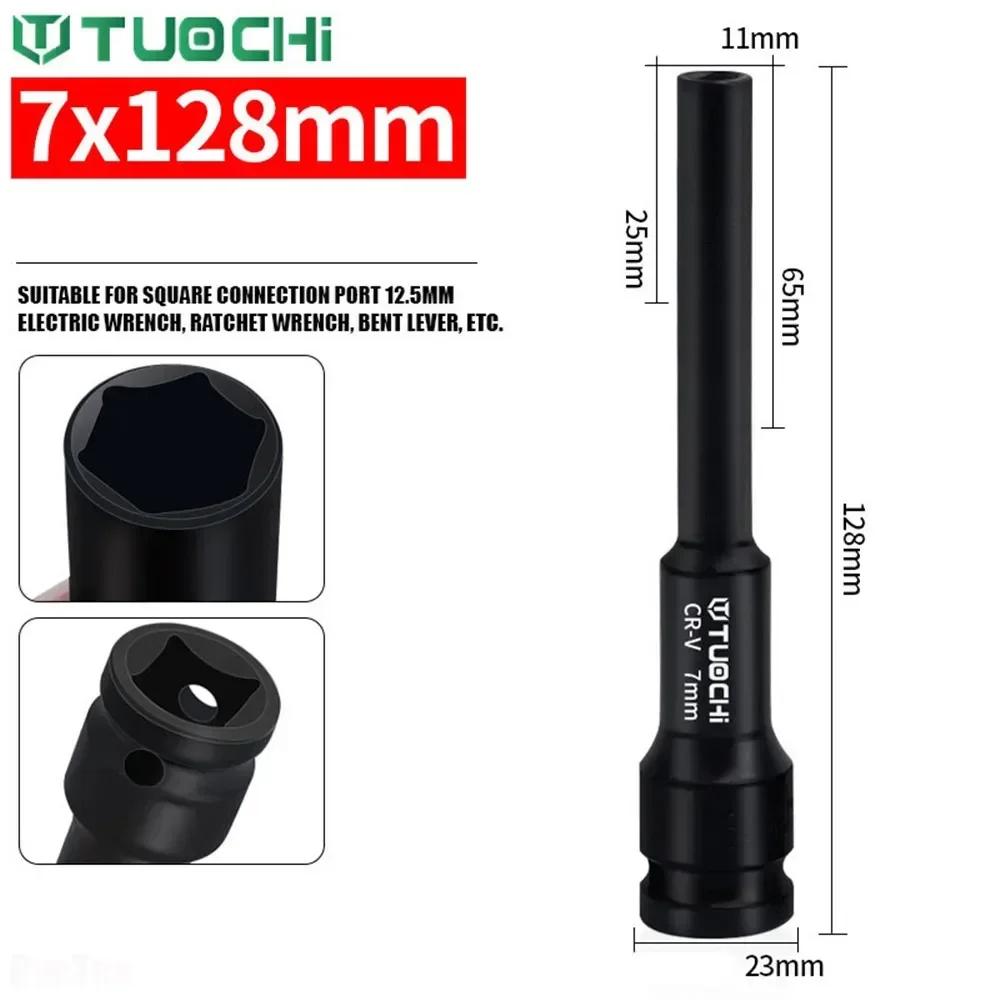 7-24mm CRV 1/2 Inch Drive Impact Socket - Deep/Shallow/Extra Long Thin Hex Socket for Car Machine Repair