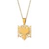 TOHM Unisex Double Eagle Pendant Necklace - Stainless Steel Albanian Eagle Design