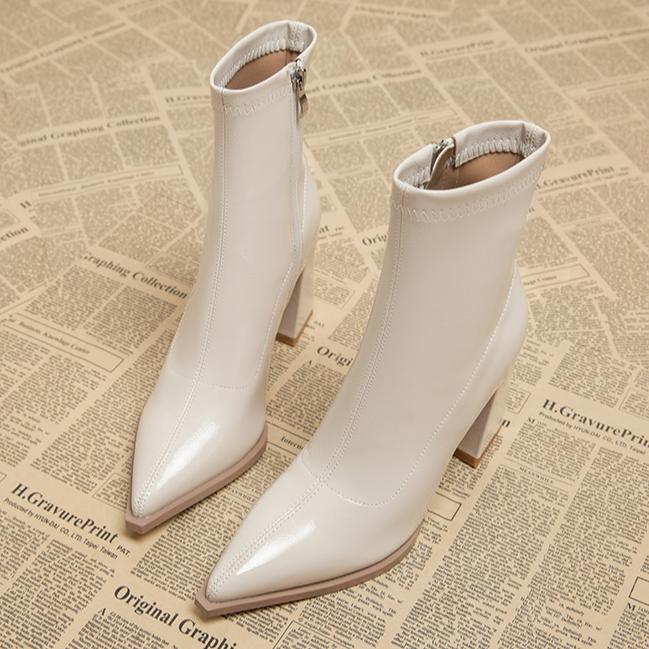 Fashion Women Designer Outdoor Fashion Boots New Winter Plus Velvet Pointed Toe Women Heeled Dress Shoes 2024 Autumn Shoes for Women