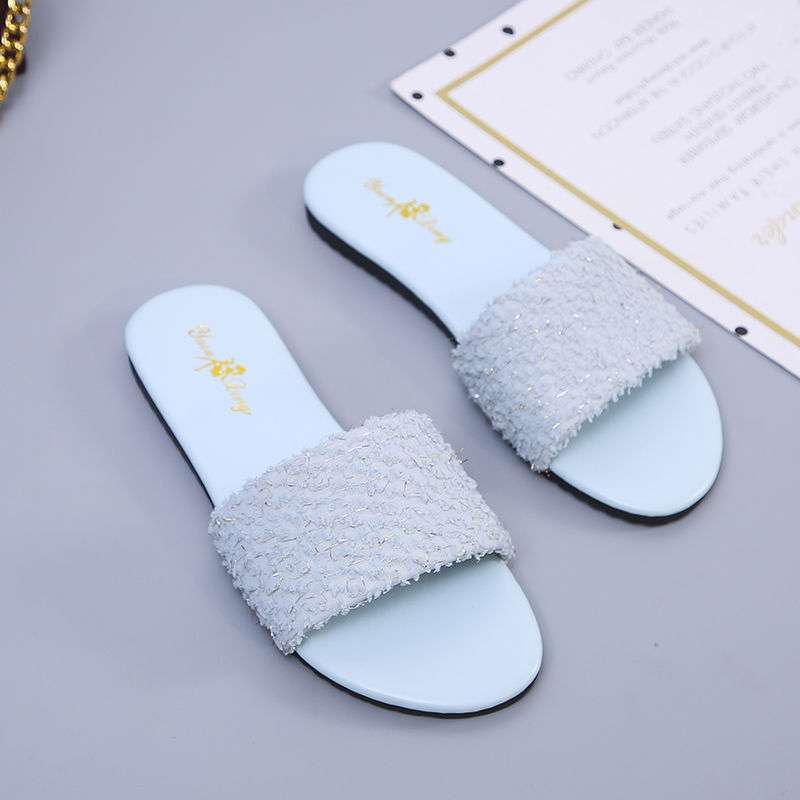 Large Size Slippers, Women 41-43 with Fat Feet, Wide Fat Sister, One-word Drag, Soft-soled Non-slip and Cool Slippers for Summer Wear 42