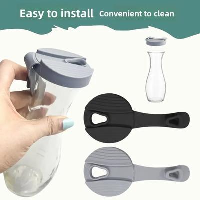 2Pcs Black Salad Dressing Cruet Lids Silicone Durable Bottle Cap Replacement 5.8cm Diameter Mouth Replacement Lids