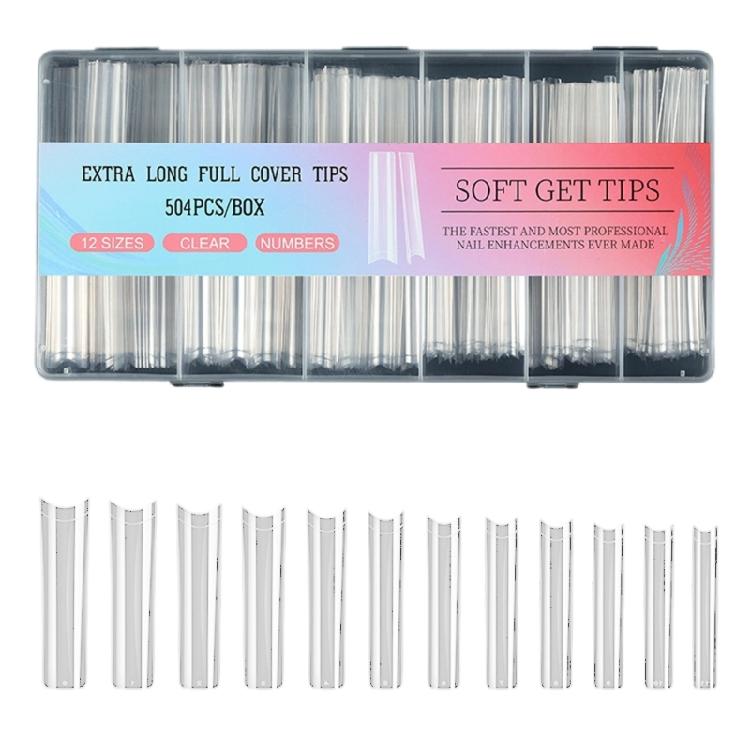 

504Pcs Long Full Cover Tips Soft Gels Tips Acrylic Nail Tips Clear Nail Tips Press On Nail False Nail for Women