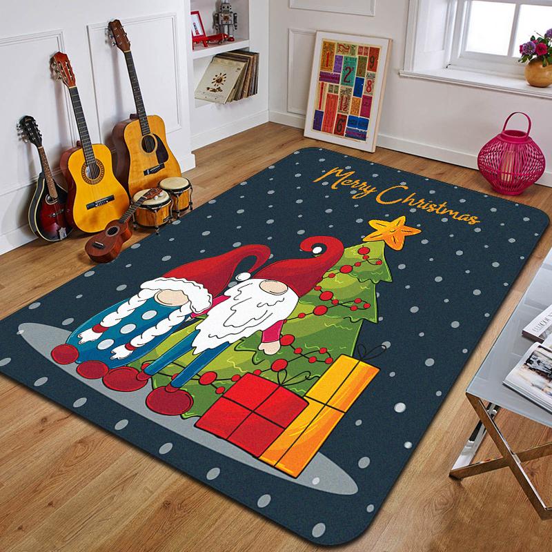 C-Christmas Dwarf Print Carpet Door Mat Living Room Bedroom Non-slip Carpet Home Decoration Floor Mat New Year Gift