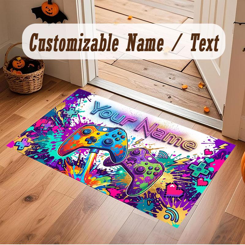 Decorative Artwork Theme Crystal Velvet Floor Rug Personalized Custom Name Text Warm Carpet Home Decoration