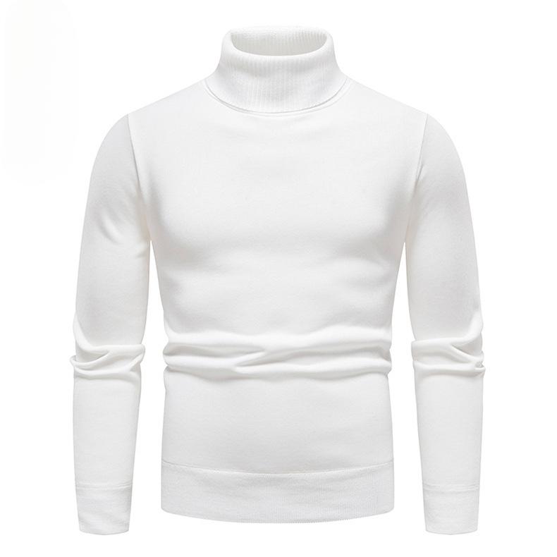 

Осенне-зимний мужской свитер, водолазка, вязаный свитер, однотонный, большого размера, облегающий свитер, мужской свитер, нижняя рубашка XXXXL белый
