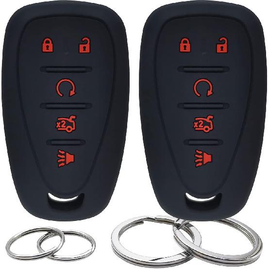 GFDesign 2 Pcs Silicone 5 Buttons Key Fob Cover Remote Case Keyless Protector Compatible with 2016- Chevrolet Chevy Malibu Camaro Cruze Equinox Sonic