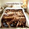 Dog Theme Soft Blanket Personalized Custom Name Text Print Warm Blanket Home Sofa Bedroom Decor