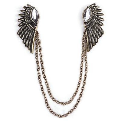 Retro-Kragen-Clip, Punk-Kette, Quaste, Bluse, Hemd, Engelsflügel-Spitzen-Pin-Brosche