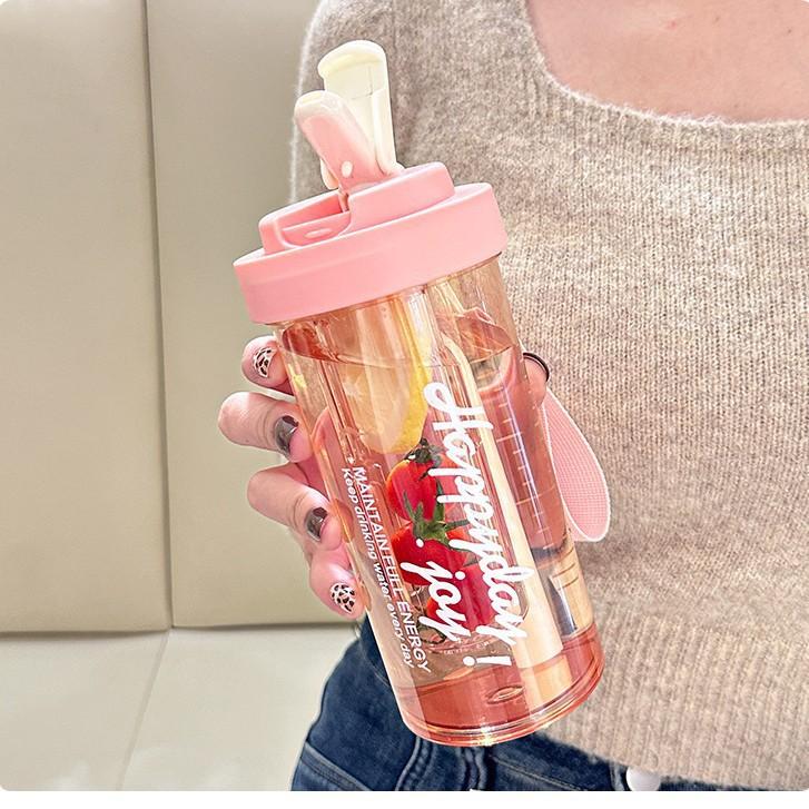 High-value portable sports straw cup, new student cup with tea compartment