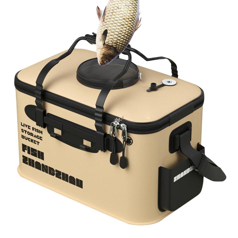 Foldable Live Fish Bucket Fishing Bucket Outdoor Multifunctional EVA Fishing Bag Live Fish Bait Bucket Wild Fishing Bucket