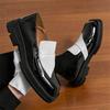 Luxury Brand Designer White Black Mixd Square Thick-soled Elevator Shoes For Men Formal Wedding Prom Dress Performance Loafer