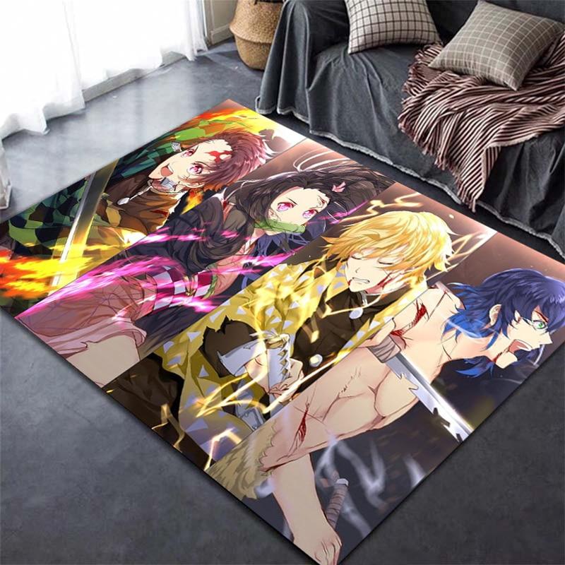 Tapis imprimé en 3D Demon Slayer Kimetsu, dessin animé Devil's Blade, décoration de maison, tapis doux pour chambre à coucher, tapis de jeu pour bébé, pour salon
