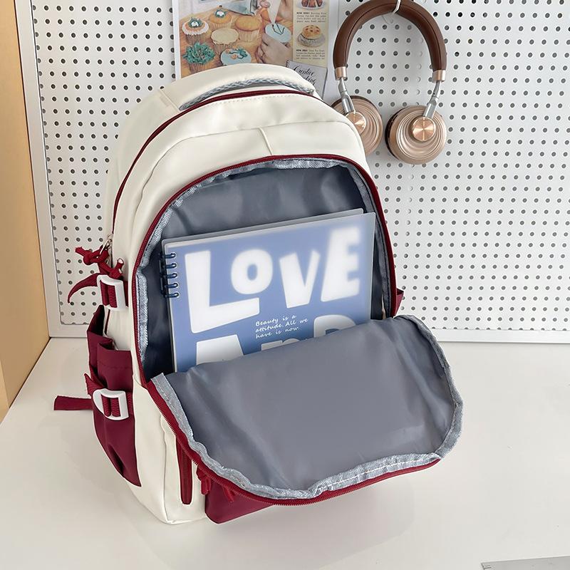 New Trend Fashion Backpack Contrast Color Campus Style School Bag Large Capacity Student Leisure Travel Backpack