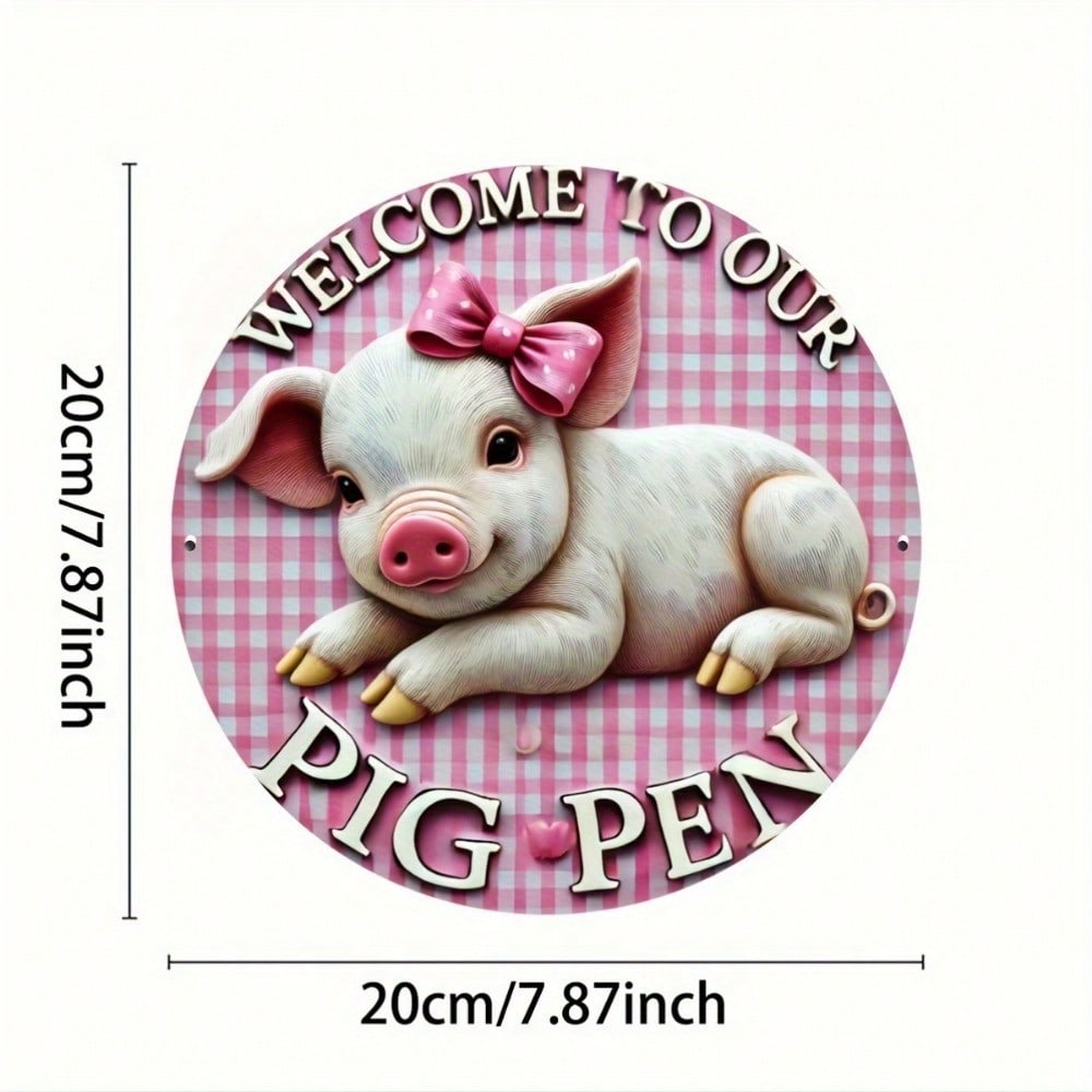 Vintage Pig Metal Wall Art Farmhouse Decor Kitchen Iron Sign 20x20