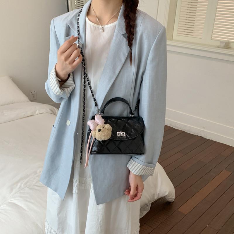 IELGY Ladies All-Match Messenger Bag Portable Diamond Chain Small Square Bag No Pendant