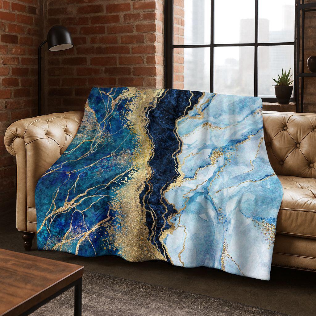 Dream Colorful Stone Texture Marble Black Green Gold  Flannel Blanket,Cozy Soft Throw Blanket for Home Bedroom Bed Sofa Gift