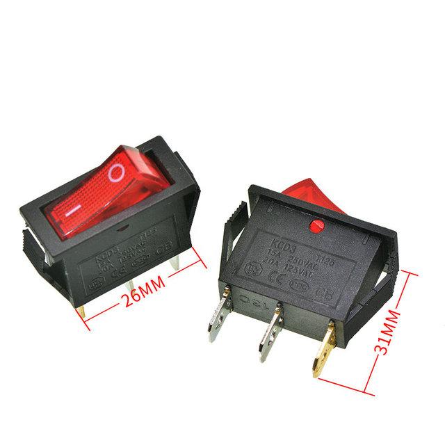 Stlxy KCD3 Rocker Switch ON-OFF 2 Position 3 Pin Electrical equipment With Light Power Switch 16A 250VAC/ 20A 125VAC