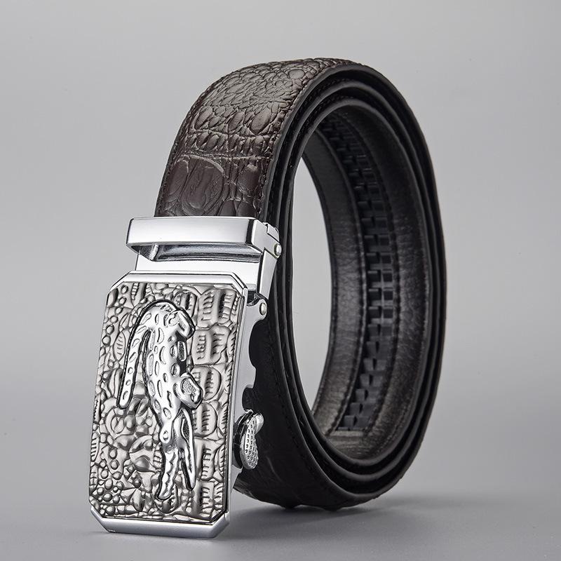 Belt Men'S Business High-End Leather Alligator Pattern Automatic Buckle Belt Embossing