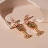 MUXCOR Hypoallergenic Needle Earrings for Women Trendy Diamond Pearl Wine Glass Design Earrings Gold Plated Alloy Jewelry