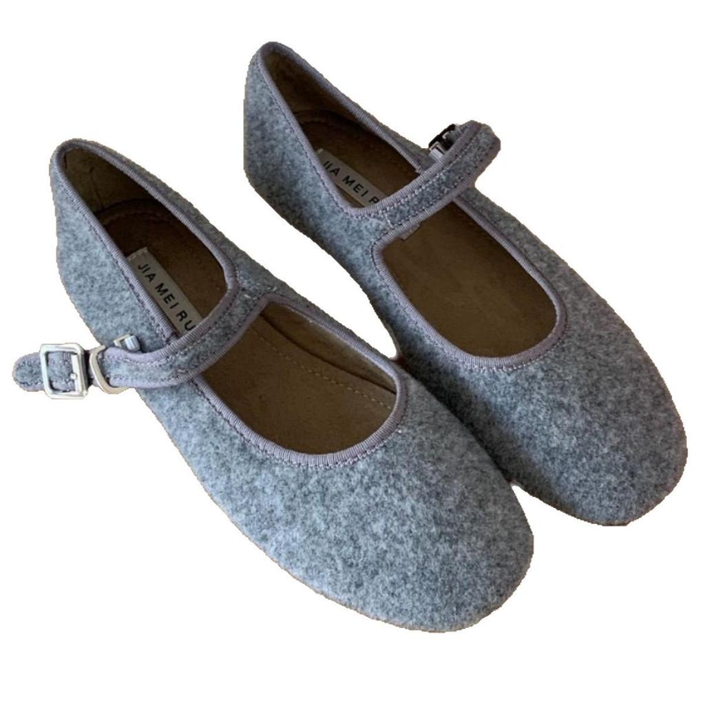 Jiayuanxi Women's Fleece-Lined Round Toe Mary Jane Flats for Autumn/Winter