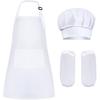 Chef Apron Set with Hat Sleeve Outfit Costume Toddler Adjustable Aprons Cooking Baking Painting