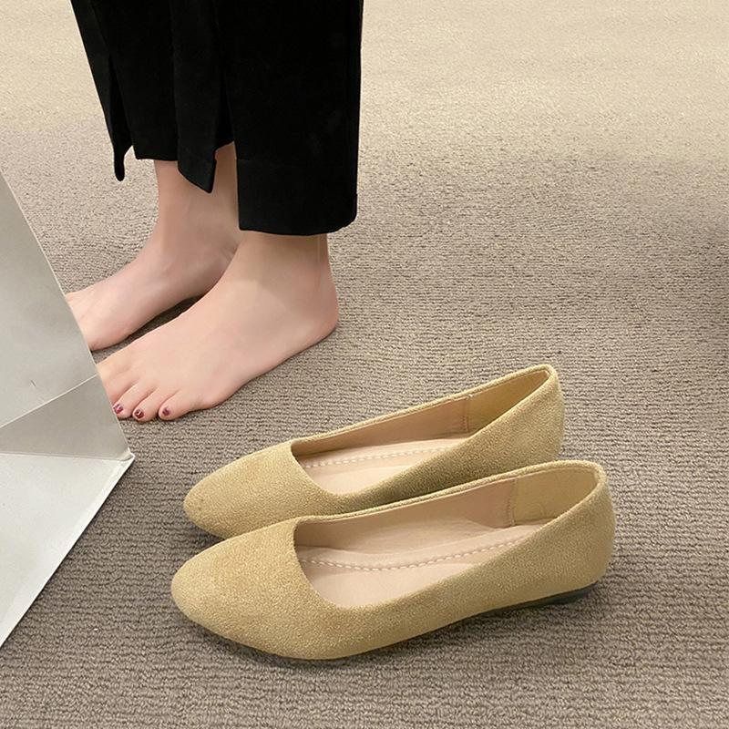 New Fashion Coat Casual Solid Color Large Light Mouth Women's Suede Comfortable Flat Large Size De Shoes Women's