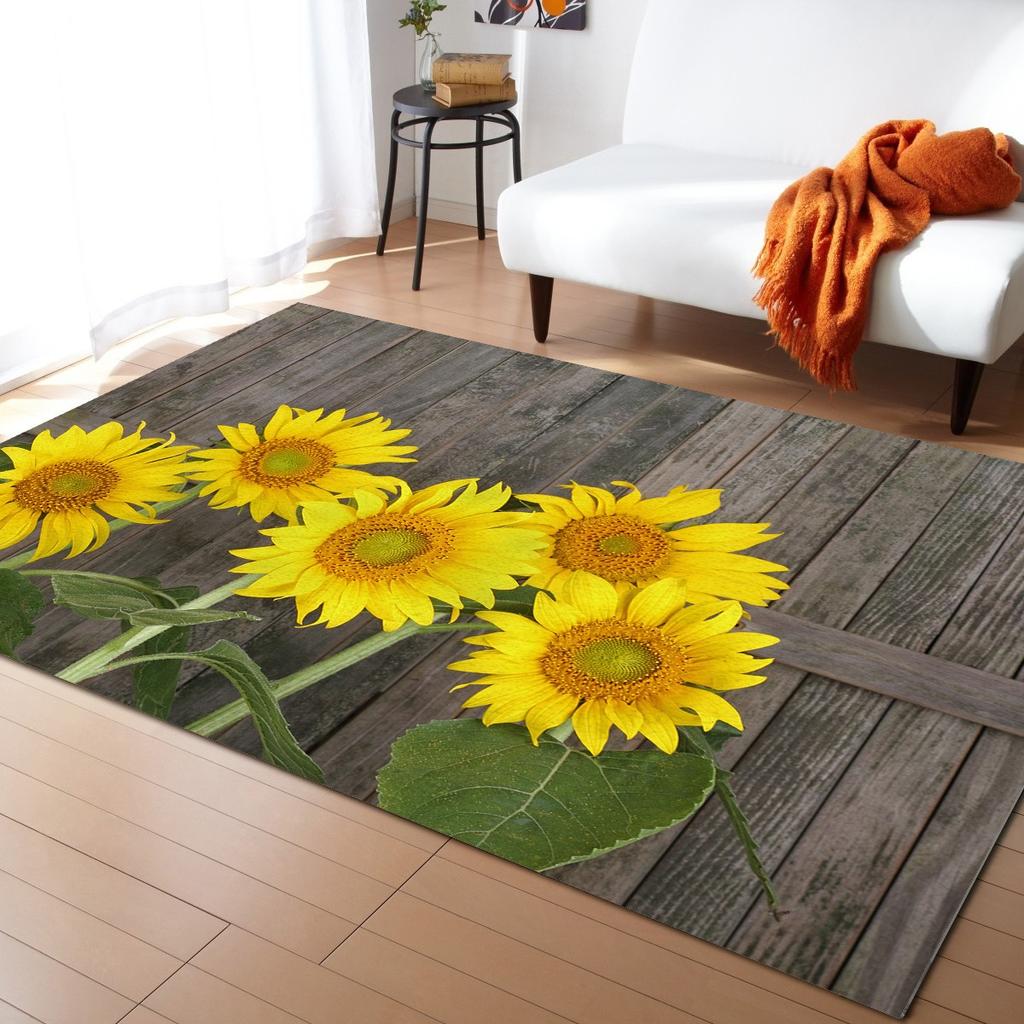 Positive Sunflower Large Carpet Rug for Home Living Room Bedroom Sofa Doormat Decor Kids Play Area Rug Carpet Non-slip Floor Mat