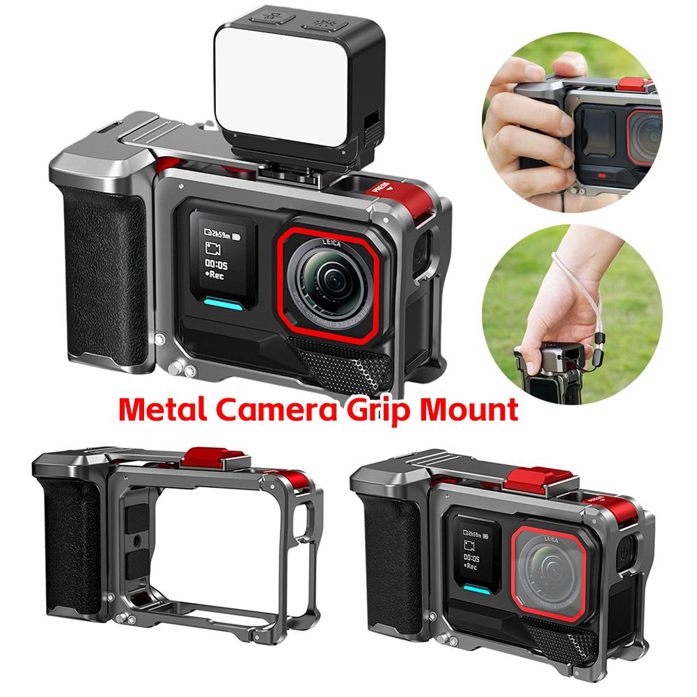 For Insta360 Ace Pro 2 Xplorer Grip Kit Street Photography Handle Grip Camera Metal Frame Case With Lens Cap Camera Accessories