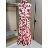 Women's Spring-Colored Chiffon with Painted Flowers Is Mostly Print Long Dress