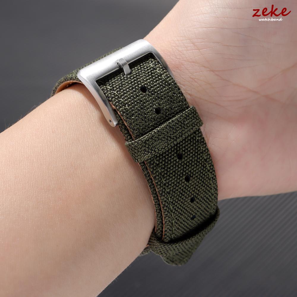 20mm 22mm Universelles Nylon-Leder-Uhrenarmband Herren Damen Schnellverschlussband für Militär Sport Armband Stoff Leder Armband