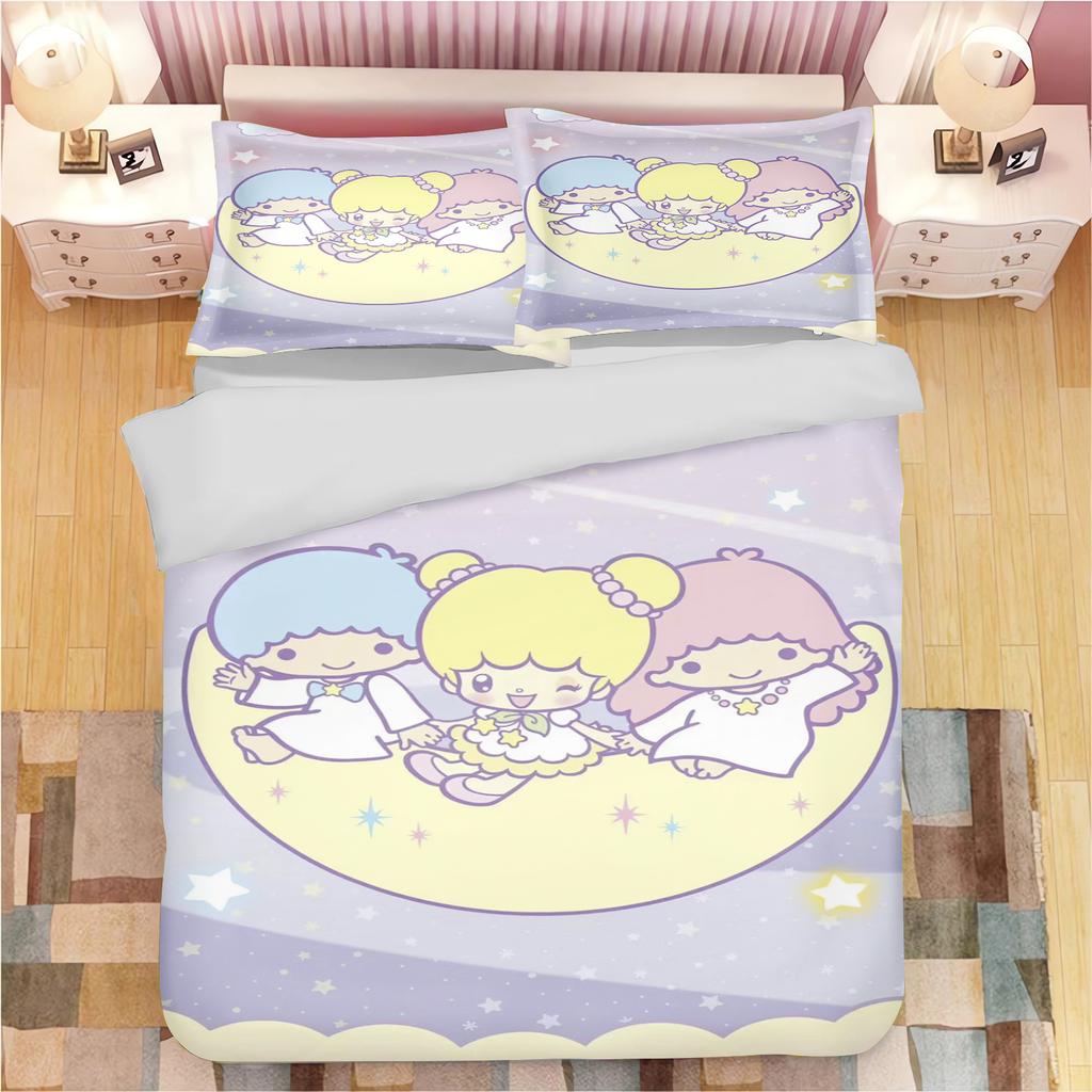MINISO Cartoon Little Twin Star Quilt Cover Sanrio Cute Girl Printed Children Soft Customizable Bedding Custom Made Home Bedroom