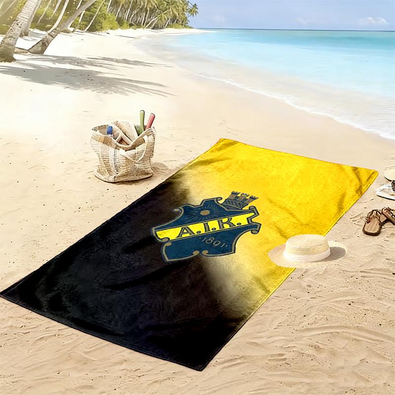 AIK Football Print Beach Towel, Large Soft Quick Dry Towel for Beach Camping Swimming
