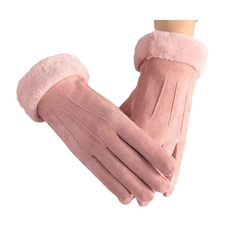 New Suede Fleece Women's Touchscreen Winter Gloves: Warm, Windproof, Cold-Resistant, Ideal for Outdoor Use