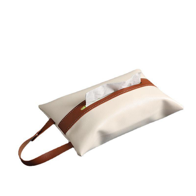 Japansk PU-läder Servetthållare: Mångsidigt Hängande Fodral för Vardagsrum, Badrum eller Bil