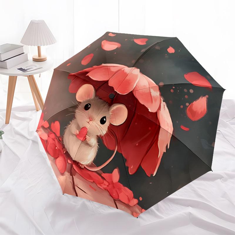 1pc Cute Mouse Automatic Open/Close Umbrella - Compact Travel Umbrella, Gift for Birthday, Holiday Yy260106001