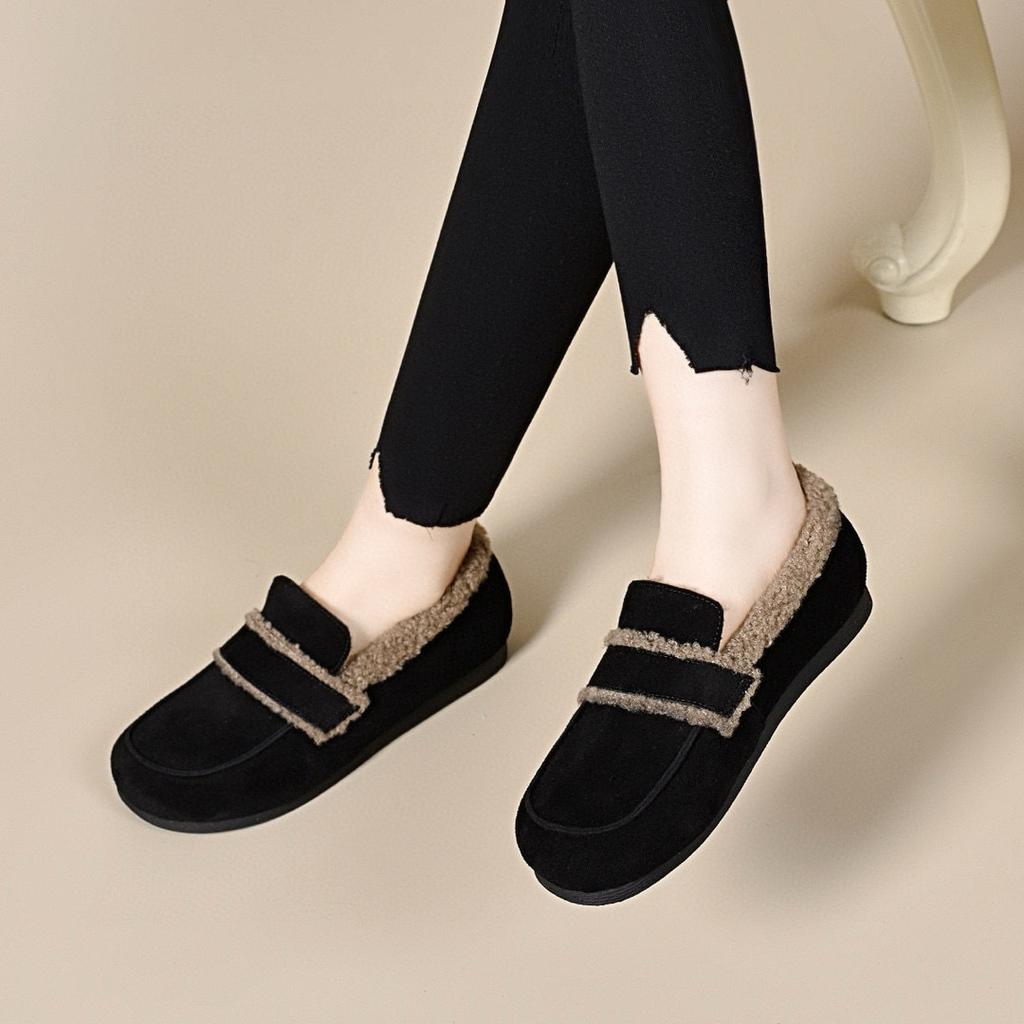 Mao Mao Shoes Women Wear Autumn and Winter Round Head Lazy Shoes One Pedal Steamed Bun Shoes Women