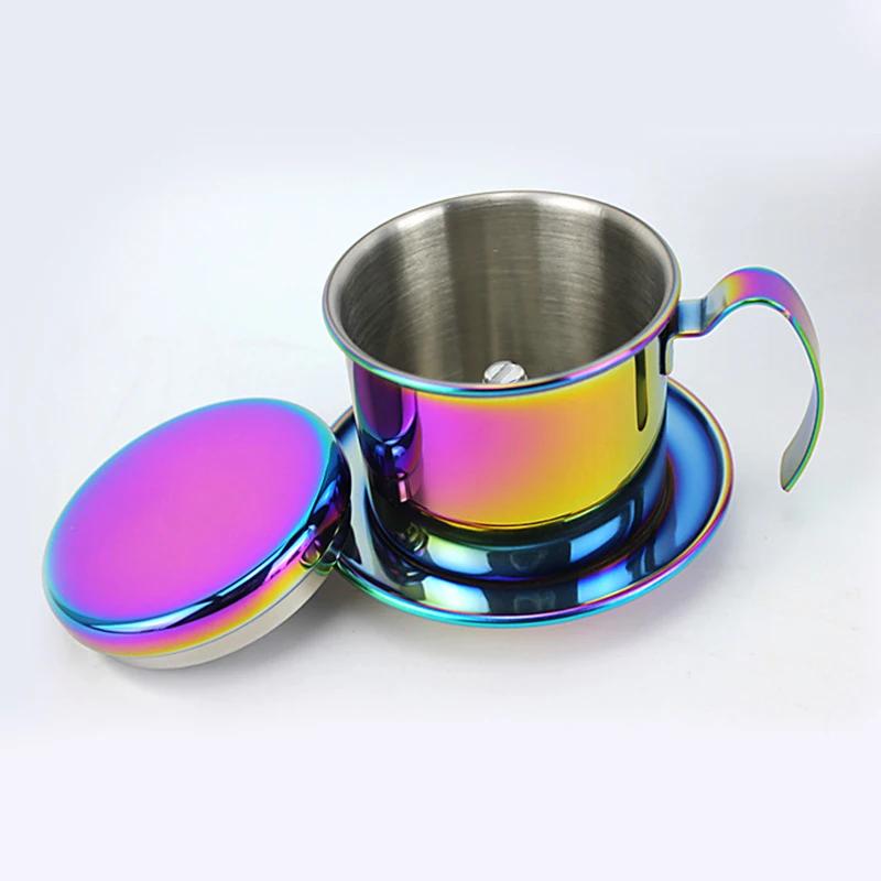 Vietnamese Coffee Drip Filter Stainless Steel Pour Over Coffee Dripper Portable Coffee Making Hand Pot Cup for Outdoor Camping