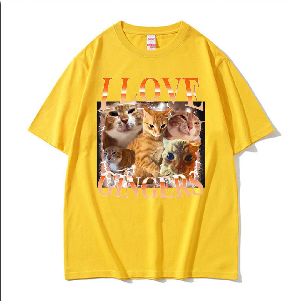 I Love Gingers Orange Cat Vintage 90s Graphic T Shirt Unisex Unisex Clothing Fashion Comfort Short Sleeves Loose Tshirts Streetwear