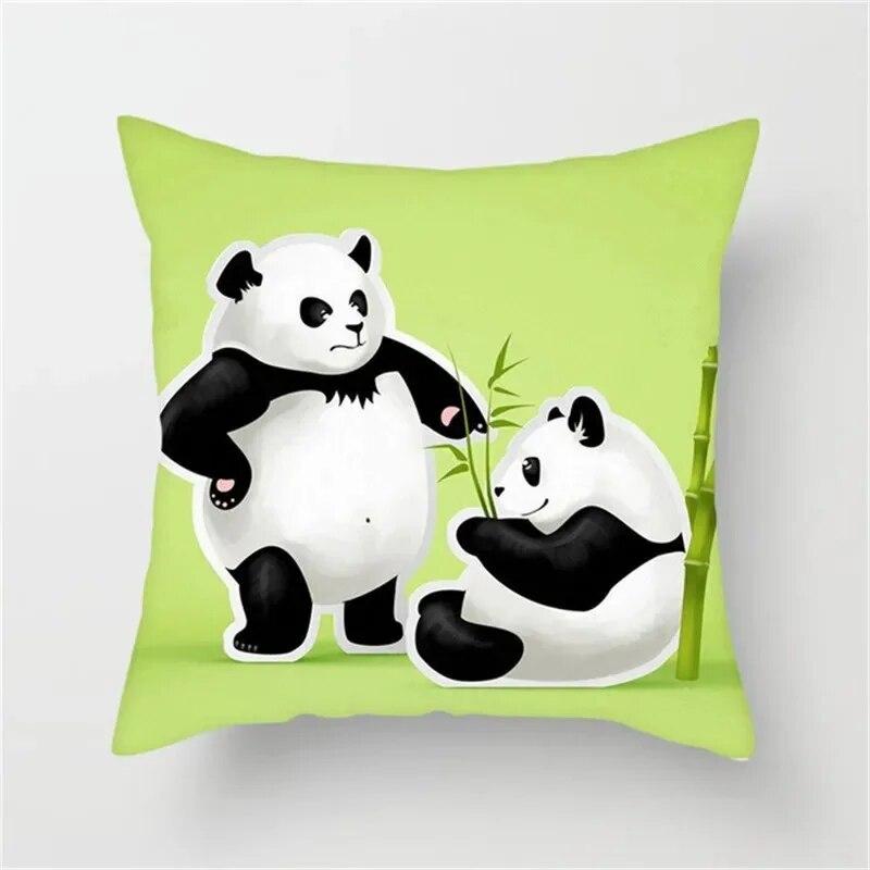 Cute Panda Cartoon Print Pattern Living Room Sofa Car Cushion Cover Luxury Home Decoration Pillow Cover