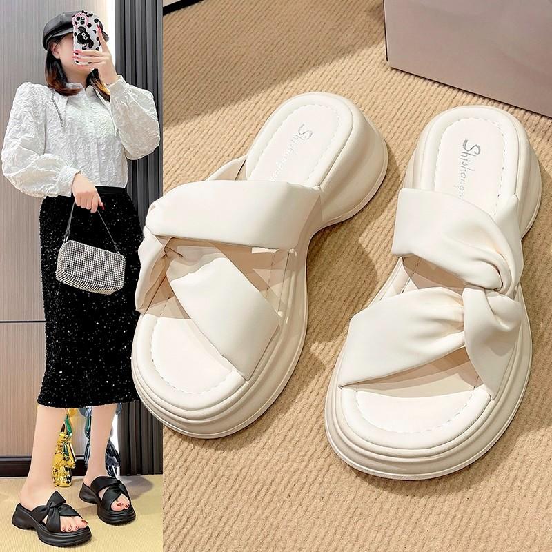 Fashion Beach Shoes Ladies' Slippers Luxury Slides Platform Low Slipers Women Rubber Flip Flops Sabot Designer 2025 Hawaiian PU Rome Hoo