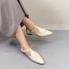 Johnature Genuine Leather Buckle Strap Women's Shoes French Style Versatile Temperament Pointed Flat Shoes