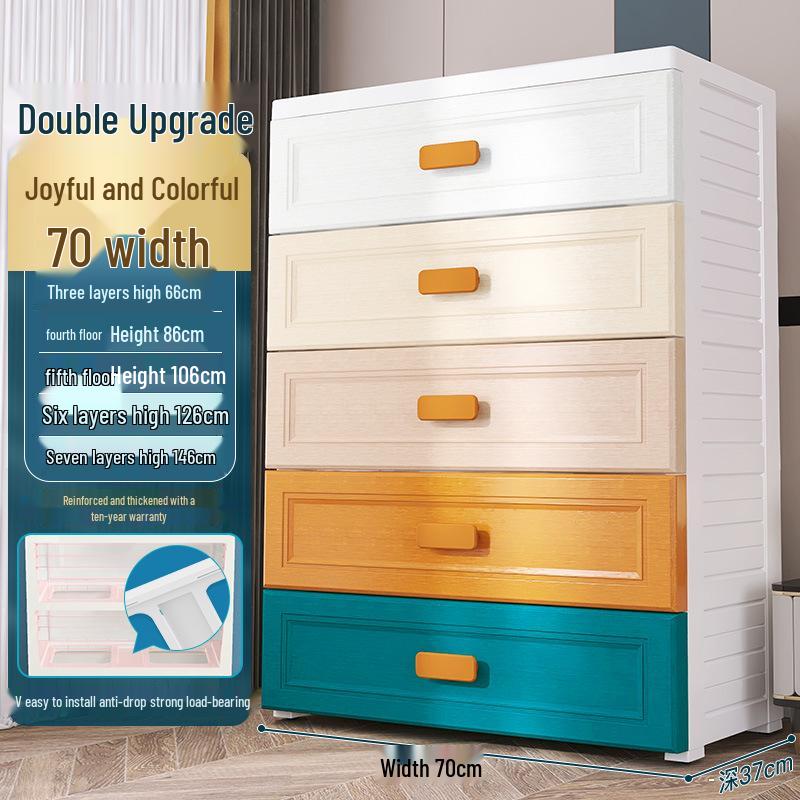 Multilayer Plastic Storage Cabinet: Drawer-Style for Bedroom and Nursery
