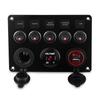 Boat Switch Panel Car Switch Panel Waterproof Digital Voltmeter Dual USB Port 12V Outlet Combination Marine LED Rocker 5 Gang