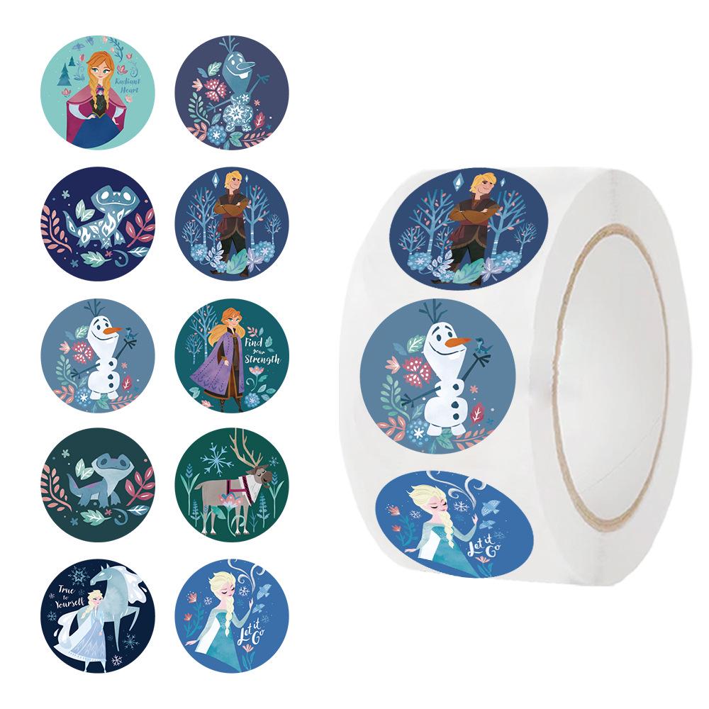 500 Frozen Cartoon Character Waterproof Roll Stickers - Self-Adhesive & Sealing