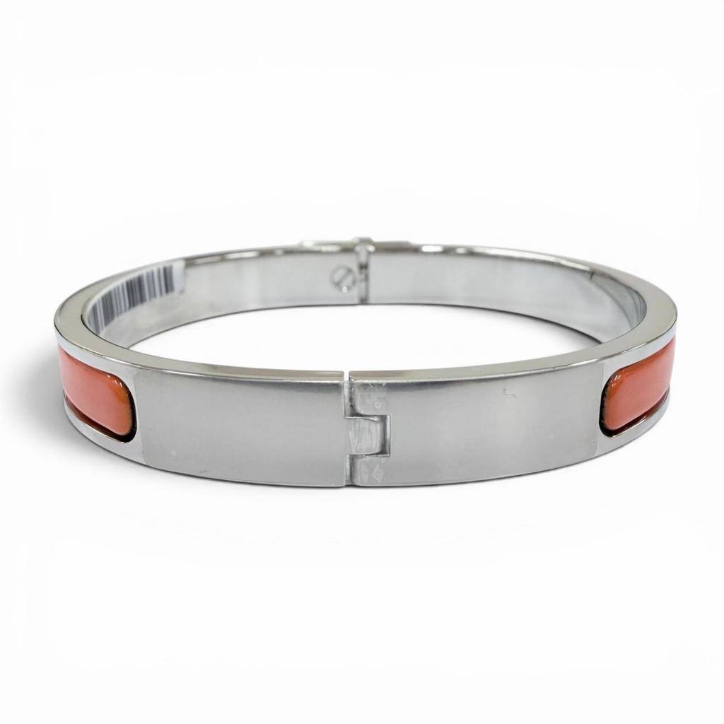 Pristine HERMES Bangle Mini Click Kelly Bracelet Silver Women Used