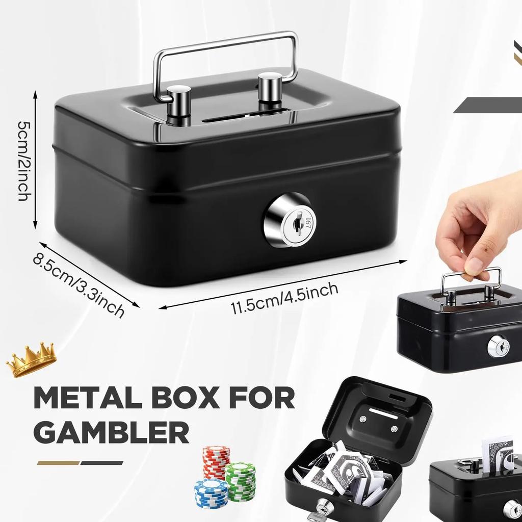 1/2 st Pengerskåp Låsbart Spargris med Nyckel Portabelt Handhållet Robust Metall Pengeförvaringslådor för Vuxna Barn Gåva